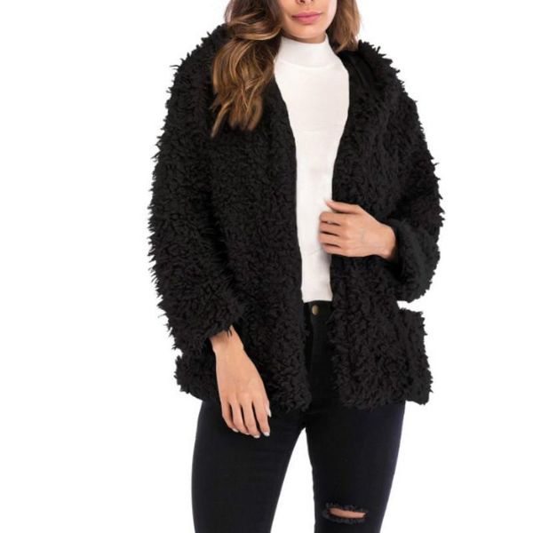 women's fur & faux autumn winter women solid color fluffy long sleeve knit coat open front cardigan casual sweaters loose, Black
women's fur & faux autumn winter women solid color fluffy long sleeve knit coat open front cardigan casual sweaters loose, Black
