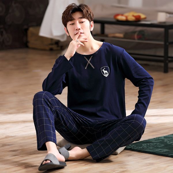 autumn men's cotton pajamas letter print long sleeve sleepwear pajama sets casual lounge suits pyjamas plus size 4xl homewear q1216, Black;white
autumn men's cotton pajamas letter print long sleeve sleepwear pajama sets casual lounge suits pyjamas plus size 4xl homewear q1216, Black;white
