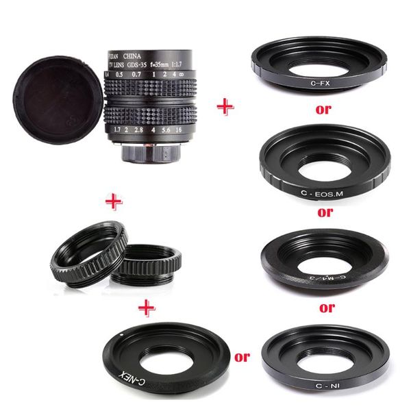 fujian 35mm f/1.7 aps-c cctv lens+adapter ring+2 macro ring for nex fx m4/3 nikon1 eosm mirroless camera
fujian 35mm f/1.7 aps-c cctv lens+adapter ring+2 macro ring for nex fx m4/3 nikon1 eosm mirroless camera