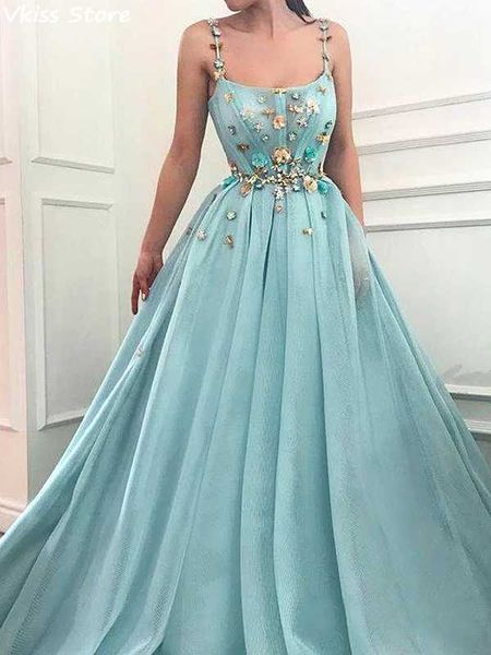 party dresses sky blue evening dress a-line spaghetti strap floor length tulle square neck flowers prom for women 2021 elegant, White;black
party dresses sky blue evening dress a-line spaghetti strap floor length tulle square neck flowers prom for women 2021 elegant, White;black
