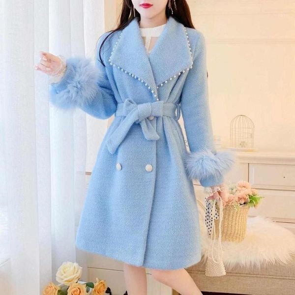 women woolen coat long trench coat female blends fashion autumn and winter woolen women' beaded elegant outerwear1, Black
women woolen coat long trench coat female blends fashion autumn and winter woolen women' beaded elegant outerwear1, Black