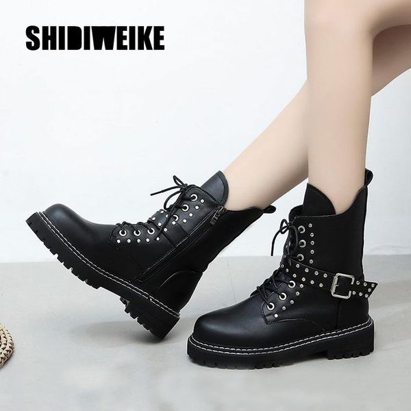 boots buckle ankle for women pu leather fashion rivet low heel shoes motorcycle autumn v73, Black
boots buckle ankle for women pu leather fashion rivet low heel shoes motorcycle autumn v73, Black
