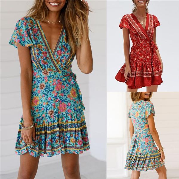 boho floral summer dress women party evening beach short mini red dresses cute casual loose sundress vestidos de verano 3s, Black;gray
boho floral summer dress women party evening beach short mini red dresses cute casual loose sundress vestidos de verano 3s, Black;gray