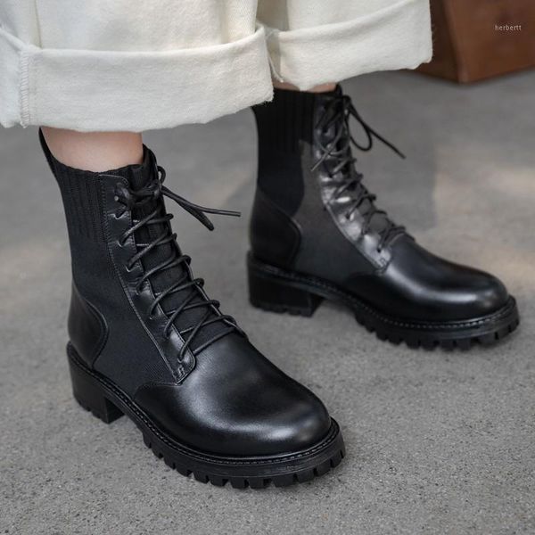 boots british women motorcycle stretch fabric sock patchwork genuine leather shoes lace up block med heels riding ankle boots1, Black
boots british women motorcycle stretch fabric sock patchwork genuine leather shoes lace up block med heels riding ankle boots1, Black