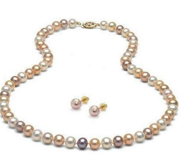 8-9mm white pink purple multicolor natural south sea pearl necklace 20inch + earring set 14k gold, Silver
8-9mm white pink purple multicolor natural south sea pearl necklace 20inch + earring set 14k gold, Silver