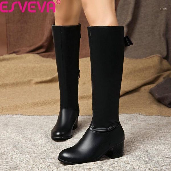 boots esveva 2021 pu leather butterfly-knot autumn winter fashion women shoes round toe square heel zipper knee high size 34-431, Black
boots esveva 2021 pu leather butterfly-knot autumn winter fashion women shoes round toe square heel zipper knee high size 34-431, Black