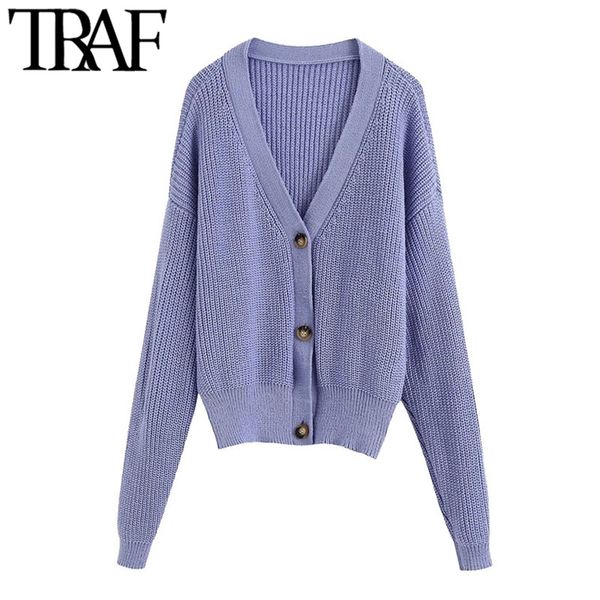 traf women fashion single breasted loose knitted cardigan sweater vintage v neck long sleeve female outerwear chic y200915, White;black
traf women fashion single breasted loose knitted cardigan sweater vintage v neck long sleeve female outerwear chic y200915, White;black