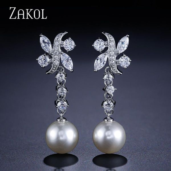 dangle & chandelier zakol fashion imitation pearl bride wedding jewelry exquisite cubic zircon flower drop earrings for women gift fsep529, Silver
dangle & chandelier zakol fashion imitation pearl bride wedding jewelry exquisite cubic zircon flower drop earrings for women gift fsep529, Silver