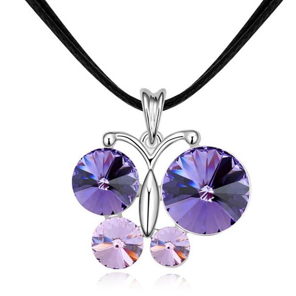 shdede black leather butterflies pendants necklace austrian crystals from women fashion jewelry accessories -14580, Silver
shdede black leather butterflies pendants necklace austrian crystals from women fashion jewelry accessories -14580, Silver