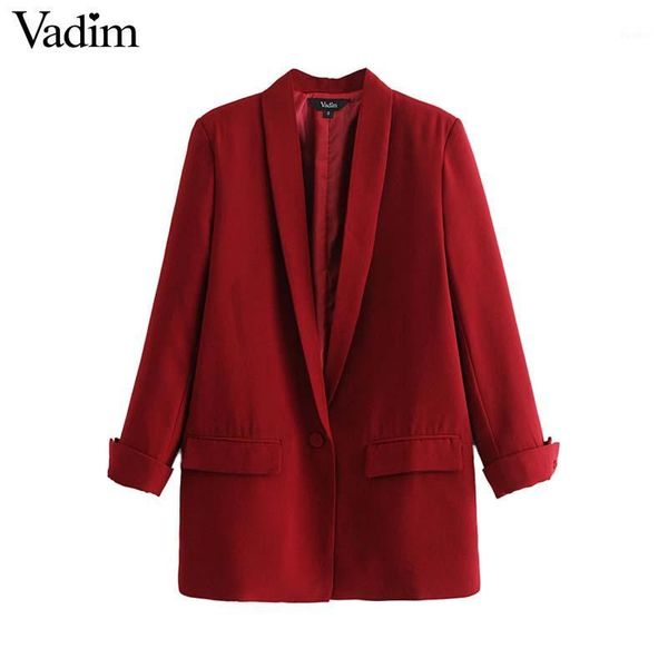 vadim women chic black red blazer pockets single button long sleeve office wear coat solid female casual outerwear ca3301, White;black
vadim women chic black red blazer pockets single button long sleeve office wear coat solid female casual outerwear ca3301, White;black