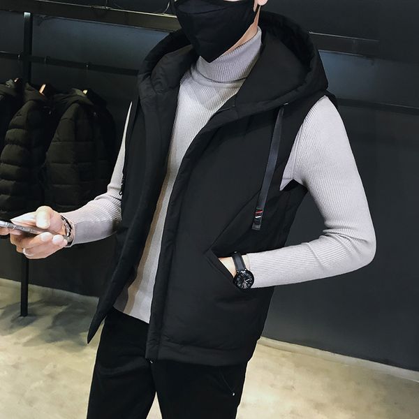 2-person group: autumn winter hooded vest slim and thickened sleeveless men's cotton jacket, Black;white
2-person group: autumn winter hooded vest slim and thickened sleeveless men's cotton jacket, Black;white