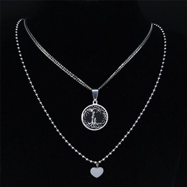 pendant necklaces 2pcs stainless steel double layered chain necklace women tree of life family mom baby black enamel jewelry n1990s01, Silver
pendant necklaces 2pcs stainless steel double layered chain necklace women tree of life family mom baby black enamel jewelry n1990s01, Silver