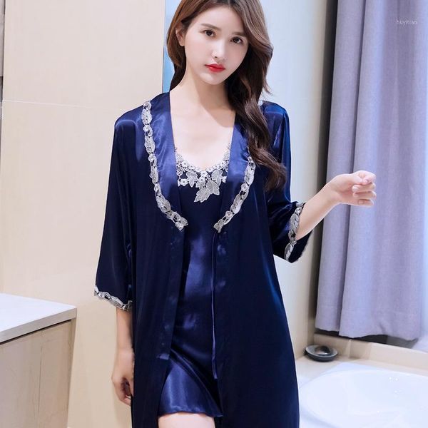 navy blue satin nighty&robe set women 2pcs sleepwear summer casual nightgown kimono bath gown v-neck mini homewear negligee1, Black;red
navy blue satin nighty&robe set women 2pcs sleepwear summer casual nightgown kimono bath gown v-neck mini homewear negligee1, Black;red