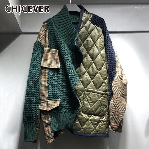 chicever korean cotton coat for women v neck long sleeve plaid patchwork argyle designer thick oversized coats female 2020 tide1, Black
chicever korean cotton coat for women v neck long sleeve plaid patchwork argyle designer thick oversized coats female 2020 tide1, Black