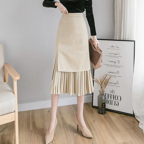fashion autumn irregular midi skirts women elegant high waist pachwork pleated skirt jupe femme slim skirt spring korean style, Black
fashion autumn irregular midi skirts women elegant high waist pachwork pleated skirt jupe femme slim skirt spring korean style, Black