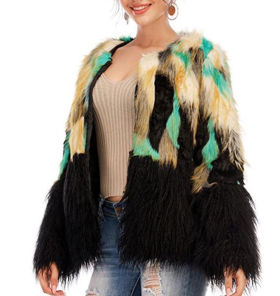 new european and american fashion autumn and winter ladies short faux fur jacket stitching jacket women, Black
new european and american fashion autumn and winter ladies short faux fur jacket stitching jacket women, Black