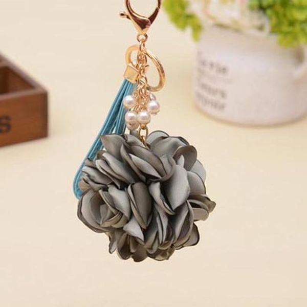 12pcs Dozen Whole Sale Leather Strap Rose Flower Keychain Bag Pendant Car Ornaments Charm For Women Buckle Key Ring Eh590 C H Jllklr