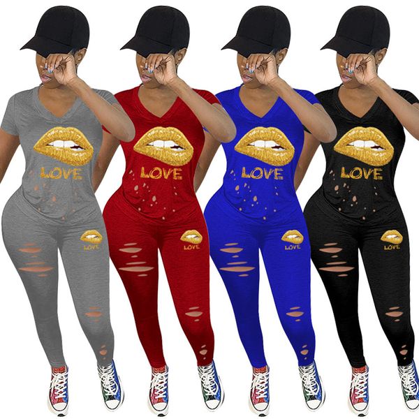 2021 summer women lip printed burn holes two piece set v-neck casual new short sleeves tracksuits panelled jogger suit fashion outfits, White
2021 summer women lip printed burn holes two piece set v-neck casual new short sleeves tracksuits panelled jogger suit fashion outfits, White