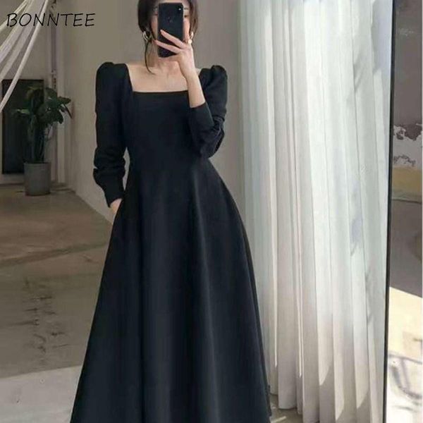 dress women elegant long sleeve ladies new clothing pure vintage midi square collar black chic oversize french style retro 2020, Black;gray
dress women elegant long sleeve ladies new clothing pure vintage midi square collar black chic oversize french style retro 2020, Black;gray