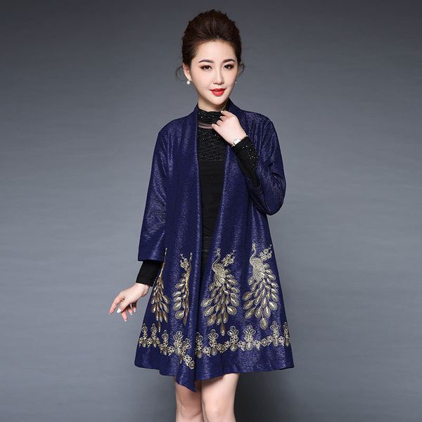 peacock embroidery cardigan coat spring fall elegant mother trench shawl casual loose plus size women long outwear 201031, Tan;black
peacock embroidery cardigan coat spring fall elegant mother trench shawl casual loose plus size women long outwear 201031, Tan;black