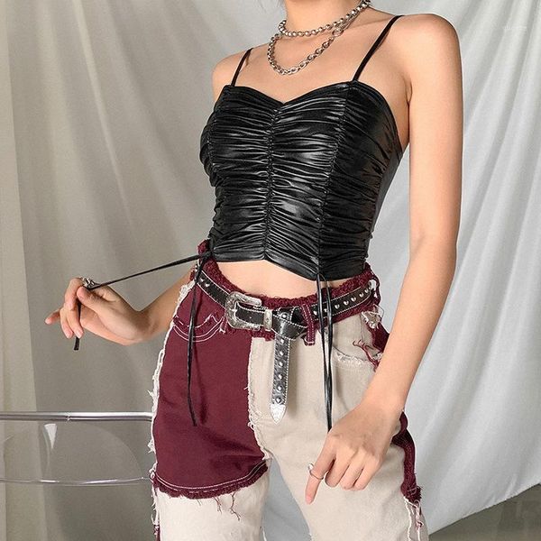 solid drapped halter tanks women low-cut open navel camis short slim biker girl style pu tank female 2020 new fashion1, White
solid drapped halter tanks women low-cut open navel camis short slim biker girl style pu tank female 2020 new fashion1, White