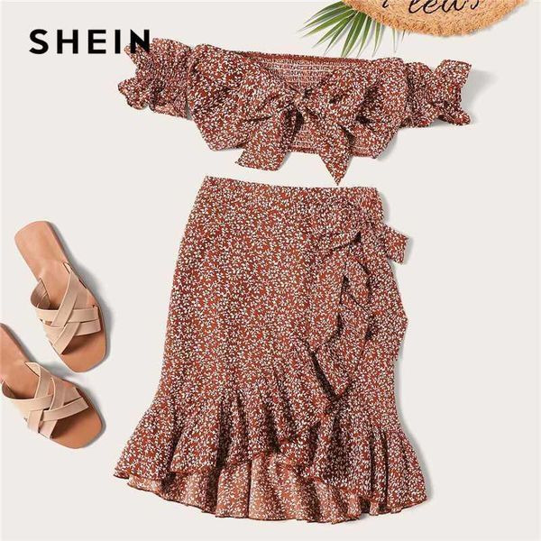 shein knotted shirred floral bardot and ruffle wrap skirt set boho rust asymmetrical off shoulder summer women two piece set1, White
shein knotted shirred floral bardot and ruffle wrap skirt set boho rust asymmetrical off shoulder summer women two piece set1, White