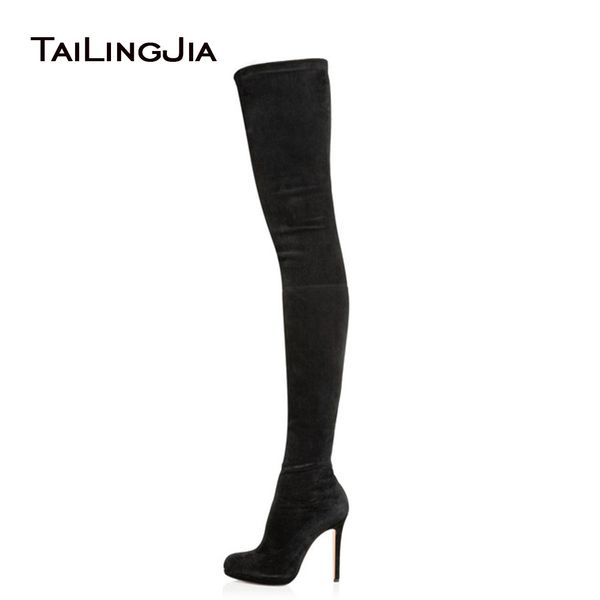 women black thigh high boots woman long stretch suede over the knee boots ladies round toe platform high heel winter shoes lj201130
women black thigh high boots woman long stretch suede over the knee boots ladies round toe platform high heel winter shoes lj201130