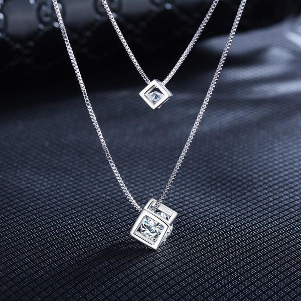 real 925 sterling silver double layer crystal square charm pendant necklace for women wedding romantic jewelry choker collar
real 925 sterling silver double layer crystal square charm pendant necklace for women wedding romantic jewelry choker collar