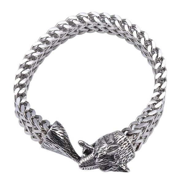 men's wolf head bracelets stainless steel cuban bracelet punk fashion jewelry gs0010, Golden;silver
men's wolf head bracelets stainless steel cuban bracelet punk fashion jewelry gs0010, Golden;silver