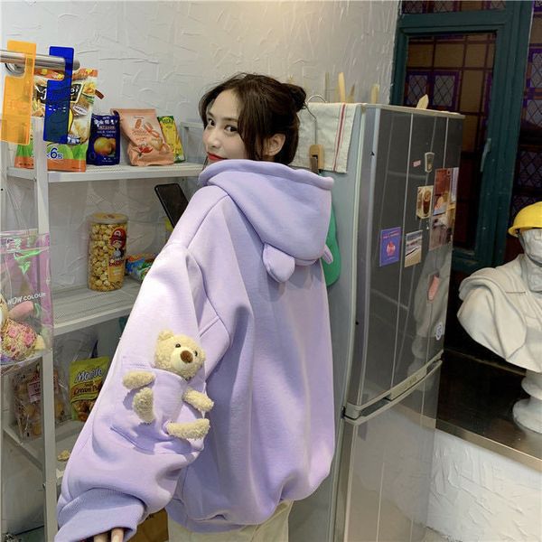 bear sweater women's autumn winter plush loose korean version 2020 new versatile foreign port style coat fashion ins, Black
bear sweater women's autumn winter plush loose korean version 2020 new versatile foreign port style coat fashion ins, Black