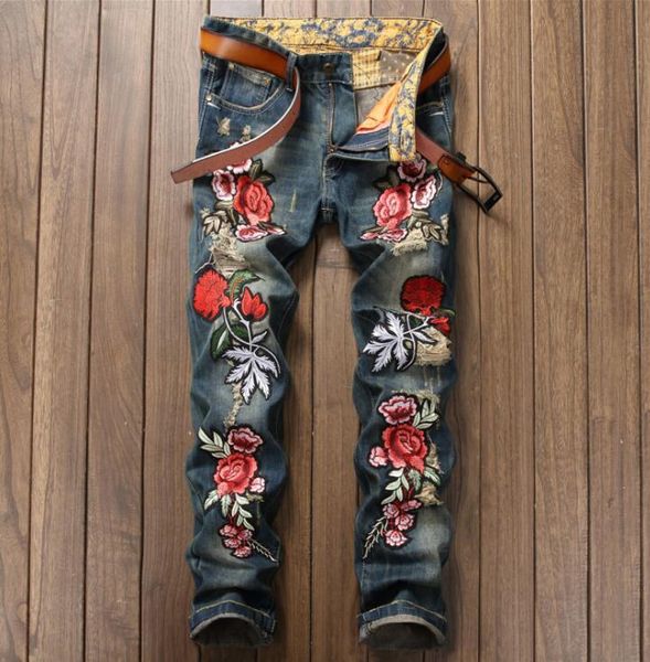 hole badge embroidered roses jeans men biker jeans men trousers male denim pants masculino motorcycle fashion designer, Blue
hole badge embroidered roses jeans men biker jeans men trousers male denim pants masculino motorcycle fashion designer, Blue