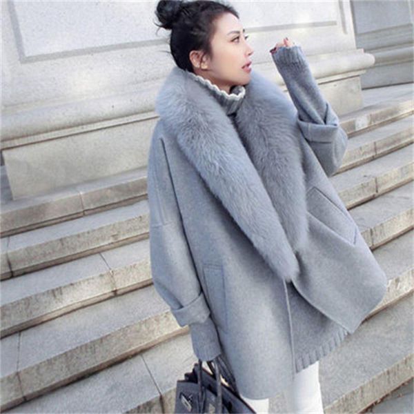 fashion women's female korean version 2021 new loose large fur collar autumn and winter models woolen coat cloak ms, Black
fashion women's female korean version 2021 new loose large fur collar autumn and winter models woolen coat cloak ms, Black