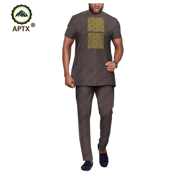 african fashion jacquard suit for men tailor made short sleeves o-neck full length pants 100% cotton suit t1916013, Gray 
african fashion jacquard suit for men tailor made short sleeves o-neck full length pants 100% cotton suit t1916013, Gray