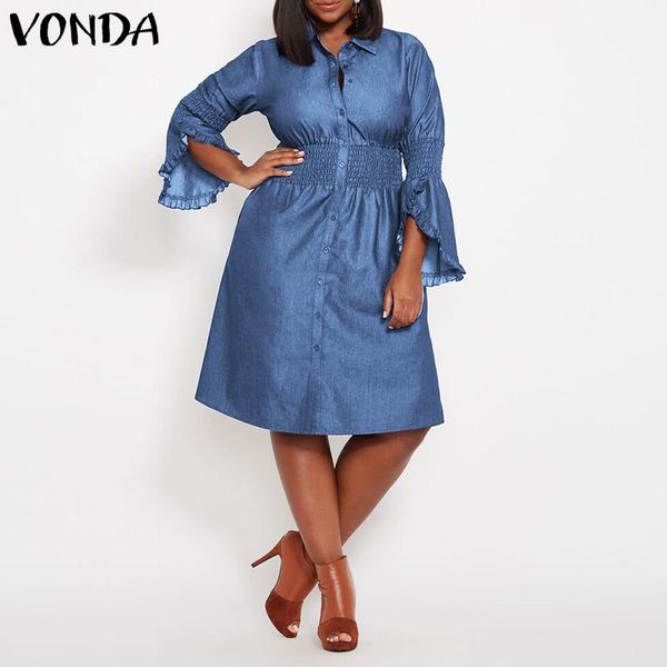 autumn dress casual long flare sleeve shirt dresses vonda loose elastic waist knee length button down vestidos denim robe 5xl, Black;gray
autumn dress casual long flare sleeve shirt dresses vonda loose elastic waist knee length button down vestidos denim robe 5xl, Black;gray
