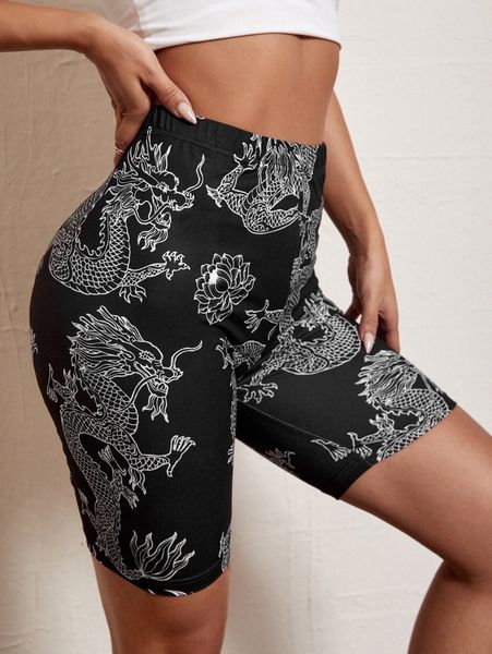 chinese dragon print biker shorts a8cj#, Black
chinese dragon print biker shorts a8cj#, Black