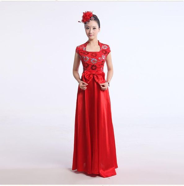 stage wear dance costume fashion chorus costumes female middle-aged sequins host classical 1, Black;red
stage wear dance costume fashion chorus costumes female middle-aged sequins host classical 1, Black;red