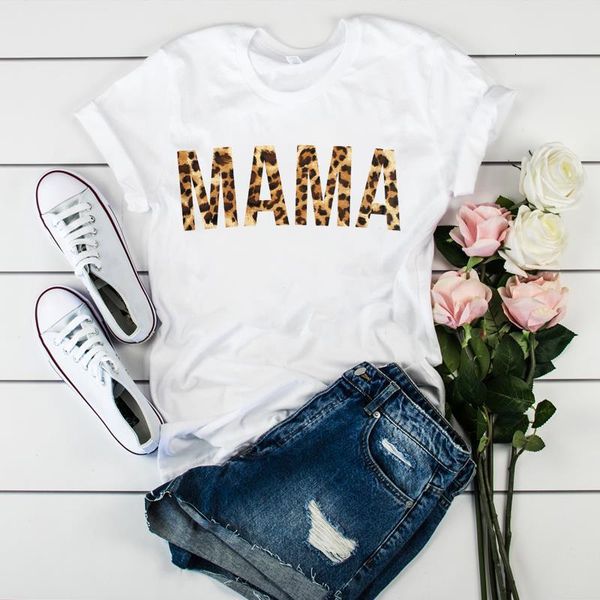 women mama mom leopard letter print mother clothing tees graphic female ladies womens lady t-shirt tumblr t shirt t-shirts, White