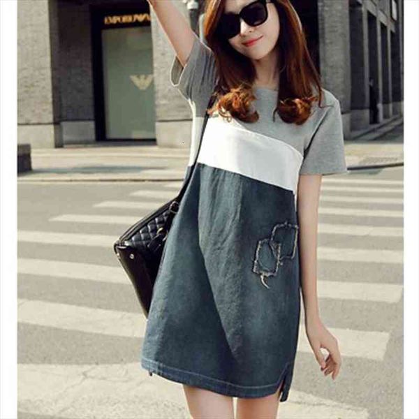 Summer Short-sleeved Stitching Denim Dress Female Korean Version Large Size Womens Slim A Word Bottoming Dress S44, Black;gray
Summer Short-sleeved Stitching Denim Dress Female Korean Version Large Size Womens Slim A Word Bottoming Dress S44, Black;gray