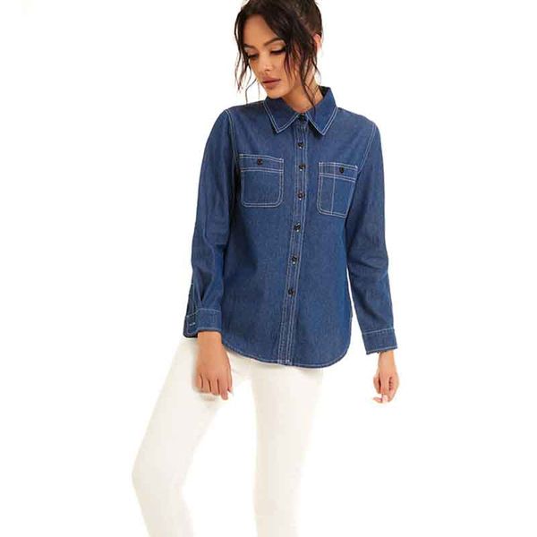 women designers clothes 2020 fashion wholesale long sleeve pocket pure color straight type single-breasted lapel jean jacket women shirt, White
women designers clothes 2020 fashion wholesale long sleeve pocket pure color straight type single-breasted lapel jean jacket women shirt, White