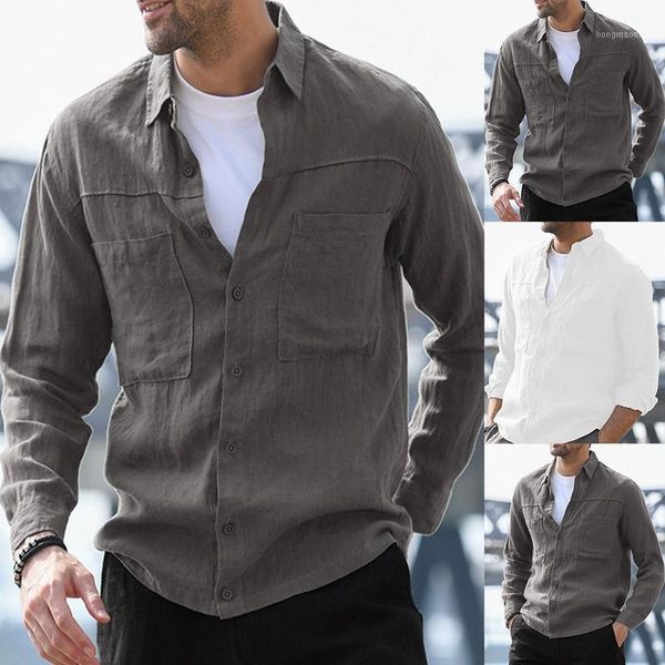 men's cotton linen shirt loose double pockets long sleeve tee casual shirt men blouse1, White;black
men's cotton linen shirt loose double pockets long sleeve tee casual shirt men blouse1, White;black