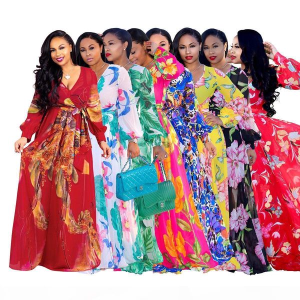 boho printed chiffon long dresses women v neck long sleeve belted evening party dress loose vintage beach summer maxi dress, Black;gray
boho printed chiffon long dresses women v neck long sleeve belted evening party dress loose vintage beach summer maxi dress, Black;gray