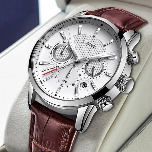 new mens watches lige brand leather chronograph waterproof sport automatic date quartz watch for men relogio masculino 201210, Slivery;brown
new mens watches lige brand leather chronograph waterproof sport automatic date quartz watch for men relogio masculino 201210, Slivery;brown