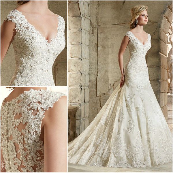 2020 fashion lace mermaid wedding dress v neck sleeveless luxurious crystal pearl illusion button back court train bride dress vestido, White
2020 fashion lace mermaid wedding dress v neck sleeveless luxurious crystal pearl illusion button back court train bride dress vestido, White
