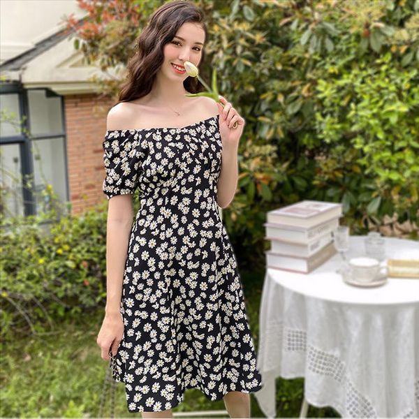 fashion daisy dress slash neck short dress women summer plus size casual chiffon floral dresses vestidos, Black;gray
fashion daisy dress slash neck short dress women summer plus size casual chiffon floral dresses vestidos, Black;gray