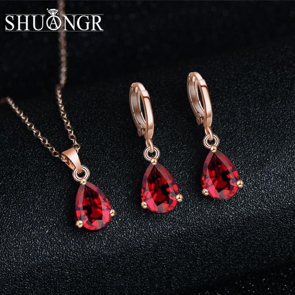 shuangr new arrival noble cz crystal women wedding jewelry set red color water drop necklace & earrings jewelry sets bijoux, Silver
shuangr new arrival noble cz crystal women wedding jewelry set red color water drop necklace & earrings jewelry sets bijoux, Silver