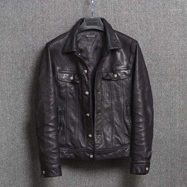 men's jacket real sheepskin coat vintage genuine spring autumn slim fit motorcycle leather jackets 16m-8 kj23031, Black
men's jacket real sheepskin coat vintage genuine spring autumn slim fit motorcycle leather jackets 16m-8 kj23031, Black