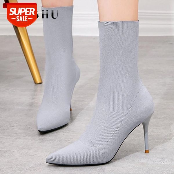 women sock boots solid color stretch fur boots high heel pointed toe shoes 2020 autumn fashion mid-calf zapatos de mujer #ta7h, Black 
women sock boots solid color stretch fur boots high heel pointed toe shoes 2020 autumn fashion mid-calf zapatos de mujer #ta7h, Black