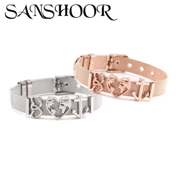 charm bracelets drop sanshoor jewelry heart shaped slide charms fit 10mm stainless steel mesh bracelet set as fashion gift, Golden;silver
charm bracelets drop sanshoor jewelry heart shaped slide charms fit 10mm stainless steel mesh bracelet set as fashion gift, Golden;silver