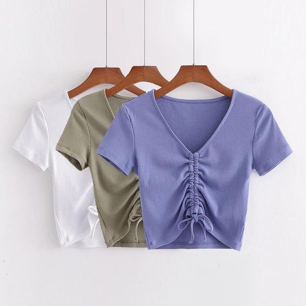 and the united states v collar short sleeve t-shirt women with draw string cultivate morality show thin midriff sexy, White
and the united states v collar short sleeve t-shirt women with draw string cultivate morality show thin midriff sexy, White