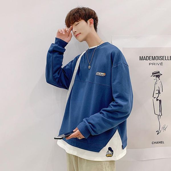 men's hoodies & sweatshirts 2021 spring and autumn korean version of the hong style loose fake two-piece round neck sweatshirt fashion, Black
men's hoodies & sweatshirts 2021 spring and autumn korean version of the hong style loose fake two-piece round neck sweatshirt fashion, Black